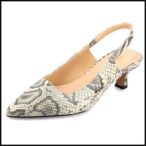 Wide Width Kitten Heel Slingback Pumps with Padded Insole